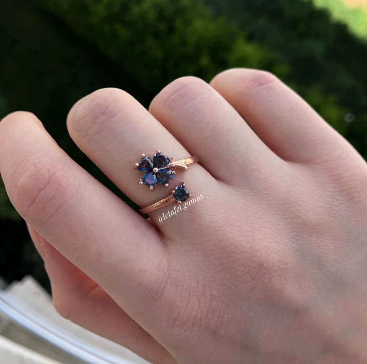 Mistik Topaz Yonca Yüzük