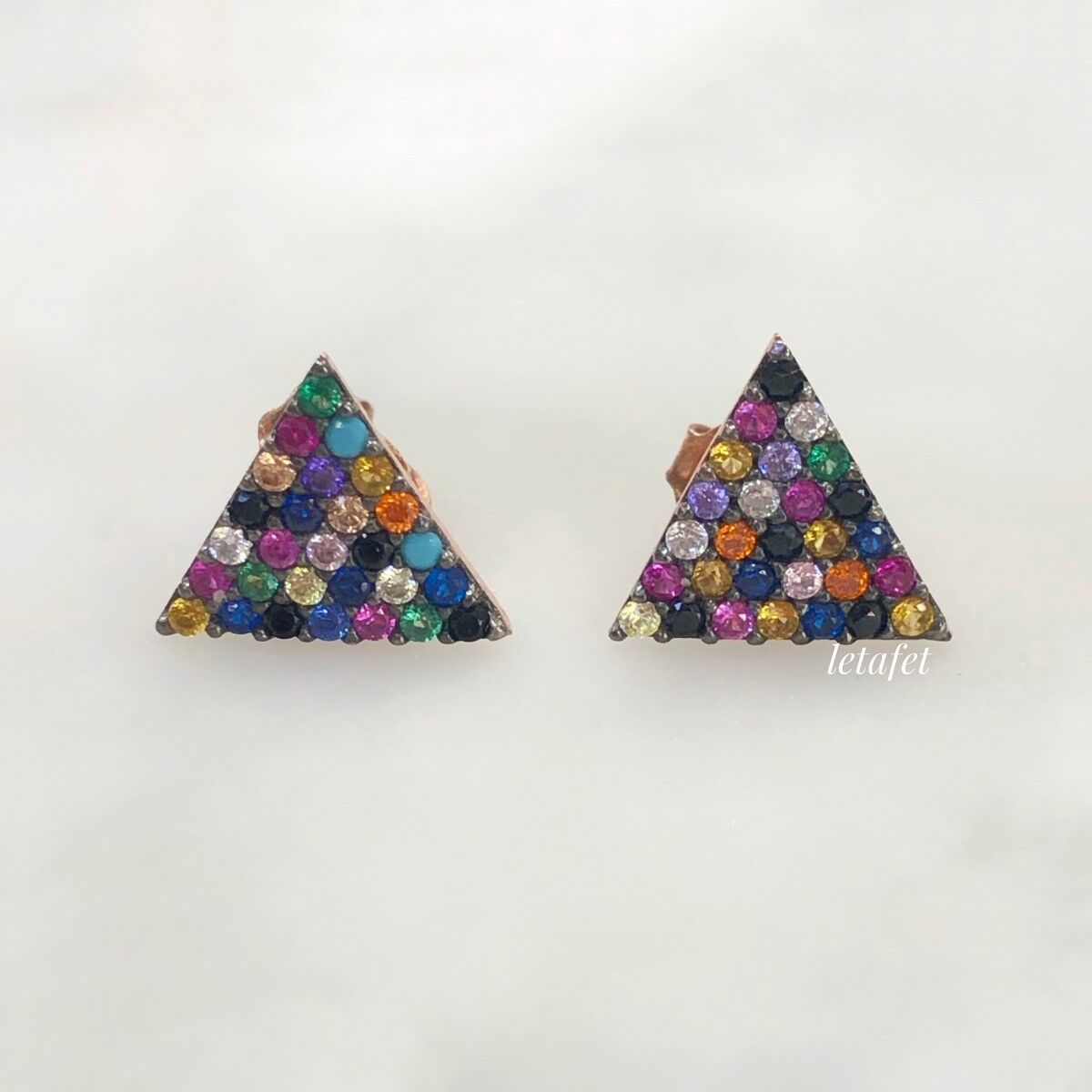 Mix Üçgen Gümüş Küpe