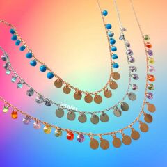 Renkli Taşlı Gümüş Halhal