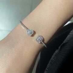 Kalp ve Baget Geçişli Gümüş Kelepçe