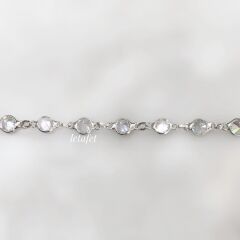 Sıralı Taşlı Gümüş Bileklik Beyaz