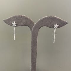 Su Yolu Çiçek Gümüş Küpe