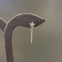 Su Yolu Çiçek Gümüş Küpe