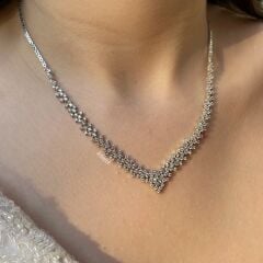 Taşlı Gümüş Gerdanlık İkili Set