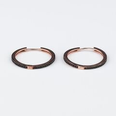 Taşlı Halka Küpe Siyah