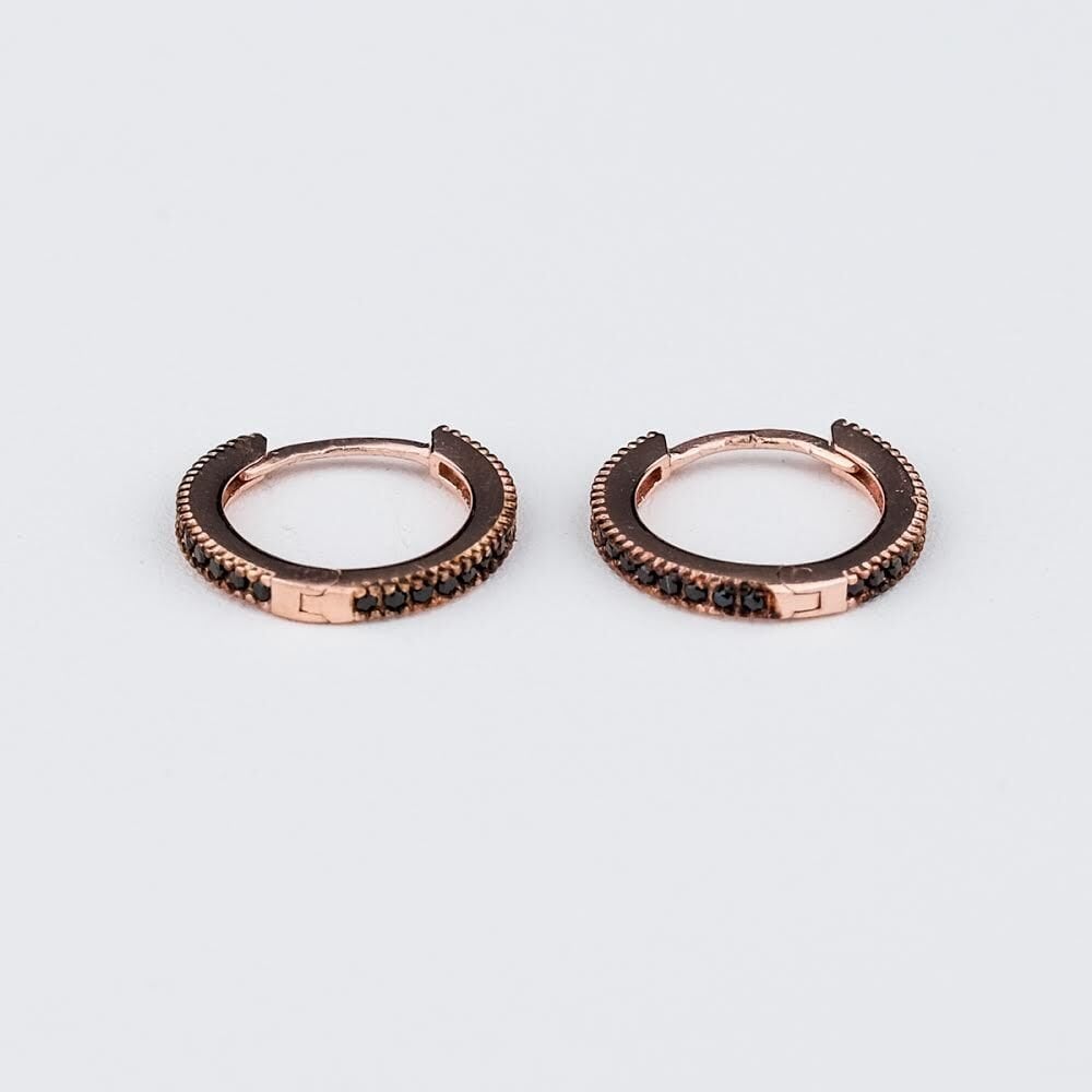 Taşlı Halka Küpe Siyah