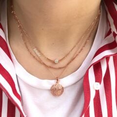 Yaşam Çiçeği Kabartma Gümüş Kolye