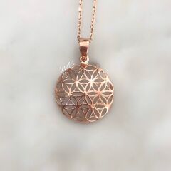 Yaşam Çiçeği Kabartma Gümüş Kolye