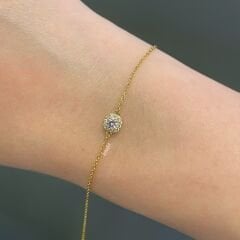 Pembe Kare Taşlı Minimal Gümüş Bileklik