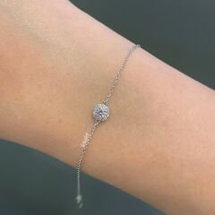 Pembe Kare Taşlı Minimal Gümüş Bileklik 2